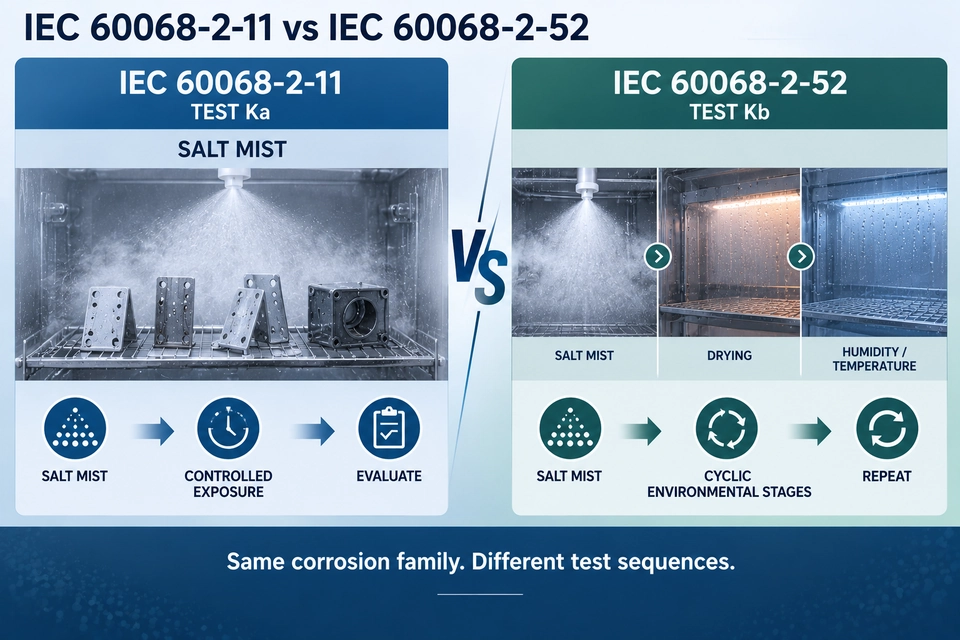 IEC 60068-2-11 vs IEC 60068-2-52 salt mist test
